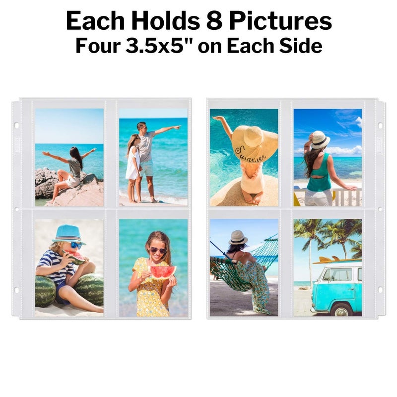 Dunwell Photo Album Page Refill - (3.5x5  100 Pack)  for 800 Pictures  3-Ring Binder Photo Pockets  Each 4-Pocket Photo Page Holds 8 Pictures  3.5 x 5 Photo Protectors or 3.25x5.25 Seed Binder - Image 2